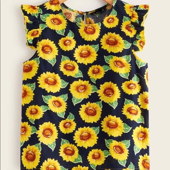 😍PRICE FIRM! NEW Boutique! Ruffle Sleeved Sunflower Top - Picture 3 of 5